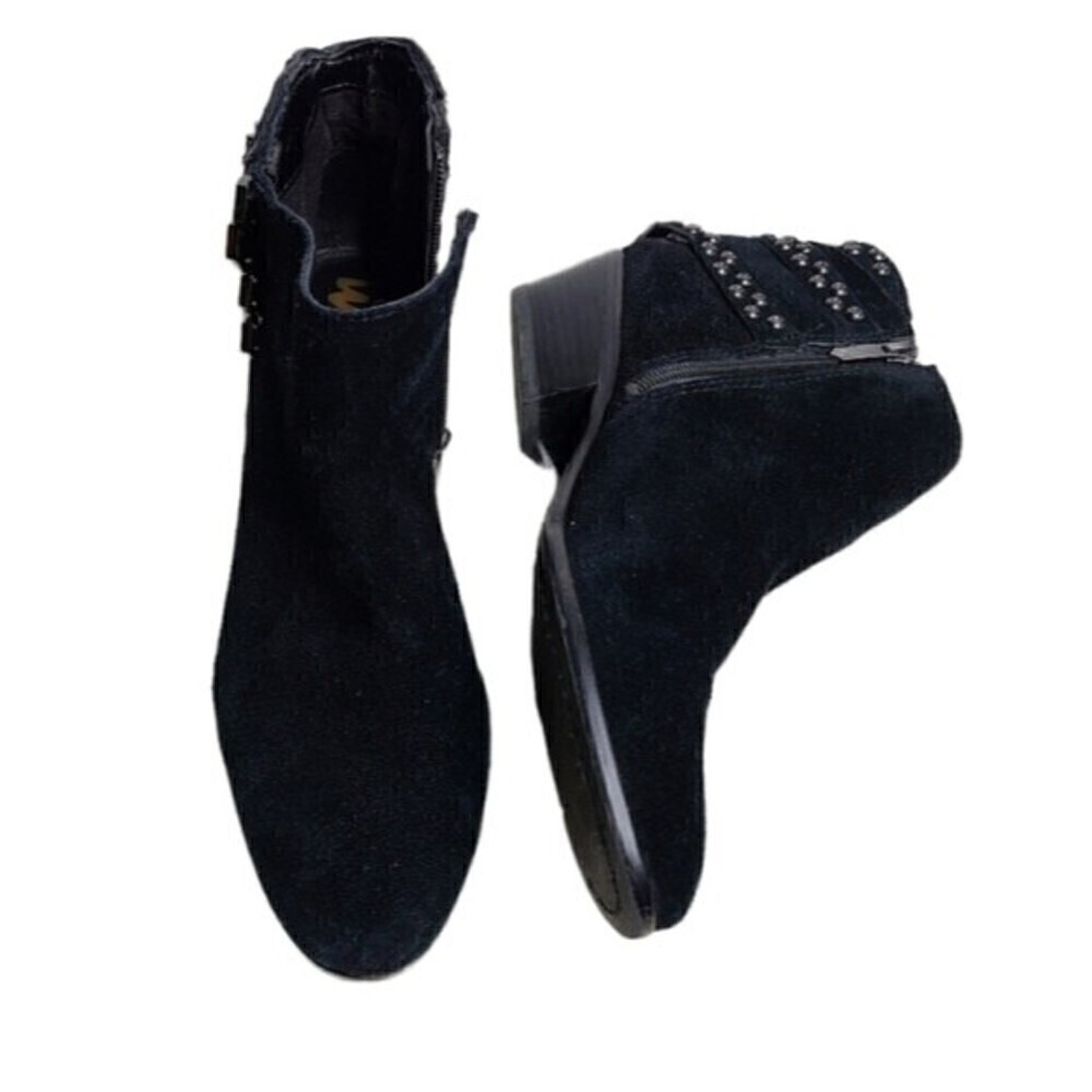 Sam Edelman Penrose Black Suede Biker Boots Studs Buckle Size 8.5